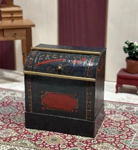Vintage OOAK Dollhouse Miniature Furniture Wood Kitchen Toleware Coffee Bin. - Picture 1 of 6