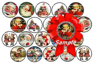 HHTDESIGNS Bottle Cap Images (25mm) 1" ~ Precut ~ Vintage Christmas Inspired