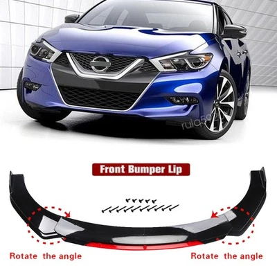 Black+Red Front Bumper Lower Lip Spoiler Splitter Body Kit For Nissan Maxima Foto 1 de 4