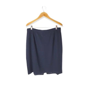 Josephine Chaus Navy Wool Pencil Skirt Plus Size 16 Career Minimalist Staple - Picture 1 of 7