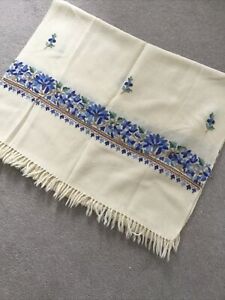Kashmiri Woollen Hand Embroidered Wrap Scarf Shawl