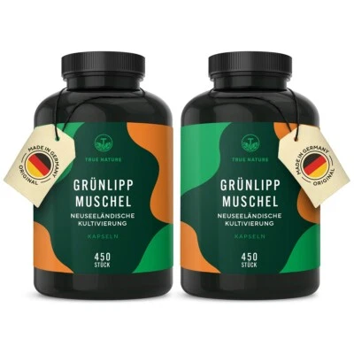 Grünlippmuschel - 2x450 Kapseln, Premium: Kultiviert in Neuseeland, TRUE NATURE®