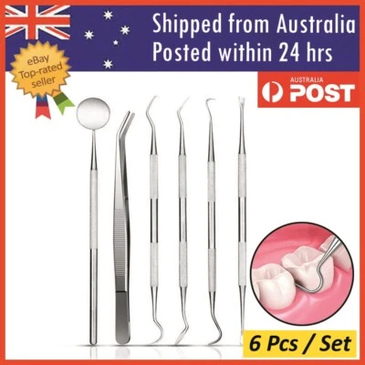 6PCS Dental Hygiene Tools Teeth Cleaning Kits Mirror Scraper Pick Scaler Tweezer - image 1 of 4
