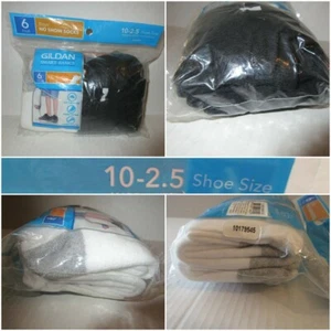 Gildan Boys No Show Socks 10-2.5 Shoe Size 6 Pair (3 White & 3 Black) Soft Comfo - Picture 1 of 10