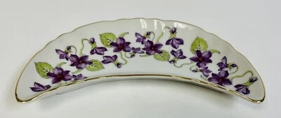 Plato de hueso de media luna de porcelana floral púrpura vintage # 7753 Andrea por Sadek Japón Foto 1 de 4