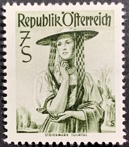 Austria, 7 S, Austrian Costumes, MLH, Horz. Ribbing, Michel #980 IIxa, Very Fine - Picture 1 of 2