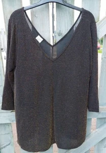 Reflections Black &gold Glitter, 3/4 Sleeve, V-neck Tunic Size XXL - Picture 1 of 4