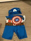 Marvel Captain America Build a Bear Outfit Kostüm, MIT MASKE UND SCHILD SEHR GUTER ZUSTAND
