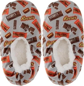 HERSHEY'S Sock Slippers For Kids, Reese's Peanut Butter Cup Candy Bar Print Sz M - Picture 1 of 7