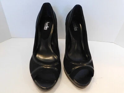 TACONES ABIERTOS CHARLES BY CHARLES DAVID DAMAS GAMUZA NEGRA Y CUERO TALLA 9M Foto 1 de 4