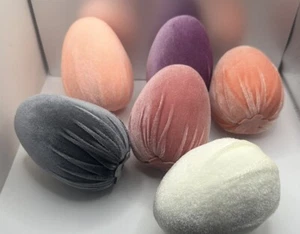 Set Of Six Large Velvet Easter Eggs Spring Decoration - Picture 1 of 6