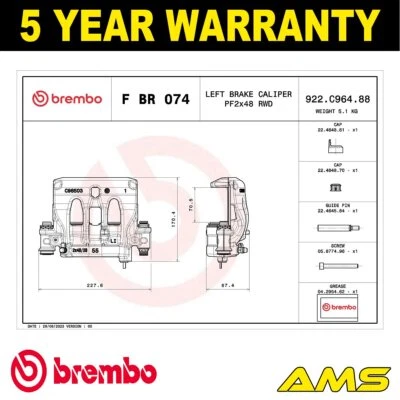 Fits Mercedes Sprinter 2.1 CDi 3.0 Brake Caliper Front Rear Left Brembo #1 - Image 1 of 4