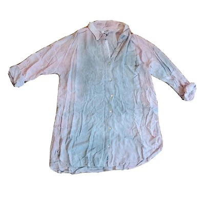 Camisa Top BB Dakota Para Mujer Pequeña Rosa Verde Tie Dye Gasa Abotonada Informal Foto 1 de 4