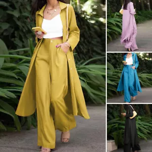 2PCS Women Blazer Suit Set Jacket Trench Coat Trousers Ladies Office Work - Picture 1 of 13