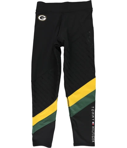 Tommy Hilfiger Womens Green Bay Packers Compression Athletic Pants, Black, Small Cover