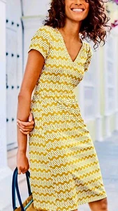Boden Penelope Jersey Dress Yellow Size 14P New Without Tags - Picture 1 of 5