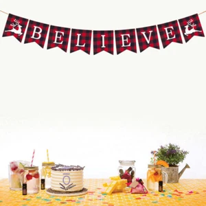 Fabric Christmas Banners Double Wishes Signs for Party Decoration - Picture 1 of 10