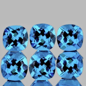 Natural Swiss Blue Topaz Cushion 5.00 mm 6 pieces {Flawless-VVS} - Picture 1 of 2