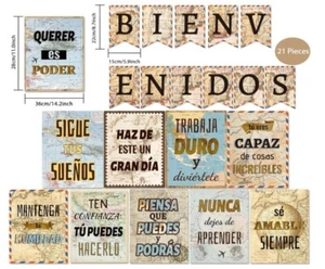 Inspirational Spanish School Posters Motivational Classroom Bulletin Board Set - Picture 1 of 2