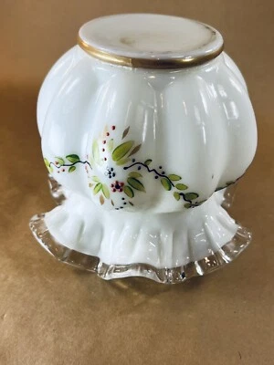 1940’s Fenton Charleton Melon Ribbed Double Crimped Ruffled Vase hand painted - Image 1 of 4