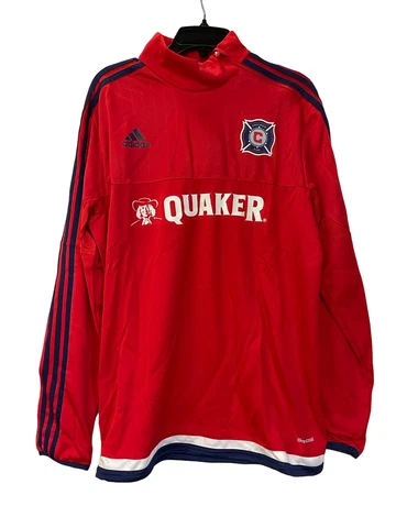 Adidas Men Climacool Chicago Fire Long Sleeve Pregame Top Pullover, Red, Large Cover