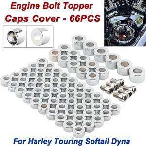 Chrome 66PCS Engine Bolts Covers Caps Kit For Harley M8 Touring Softail Dyna XL - Picture 1 of 15