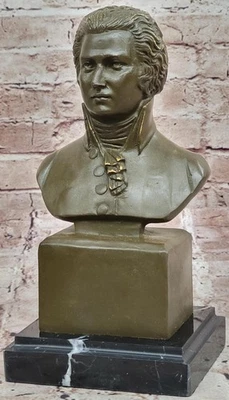 Wolfgang Amadeus Mozart Bronze Bust Sculpture on Marble Base - Image 1 of 4