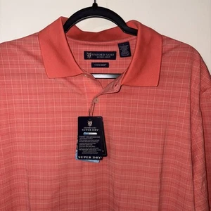 Men’s New Oxford Golf Super Dry Cool Max Polo Sz Large Super Dry Orange Plaid - Picture 1 of 5