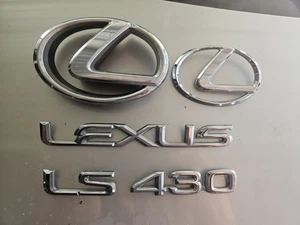 🔥 2001 - 2006 Lexus LS430 Grille Rear Trunk CHROME Emblem Logo Badge Set OEM  - Picture 1 of 3