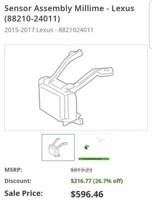 Sensor Assembly Millime - Lexus (88210-24011)2015-2017 Lexus - 8821024011 - Picture 1 of 7