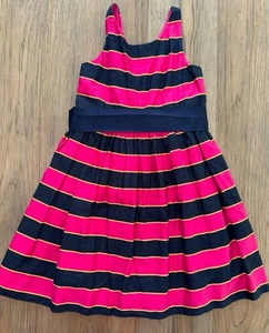 Mädchen Kleinkind Polo Ralph Lauren gestreift rosa dunkelblau gefüttert Kleid Größe 6 - Bild 1 von 2