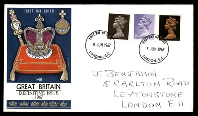 Mayfairstamps Great Britain FDC 1967 Queen Bust Crown First Day Cover aau_78185 - Image 1 of 2