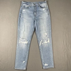 American Eagle Women's Jeans Size 6 Mom Jeans Distressed Light Wash Thrashed - Picture 1 of 11