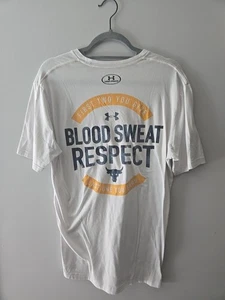 Under Armour Project Rock Shirt Medium White Yellow Mens Athletic Workout Gym - Picture 1 of 8