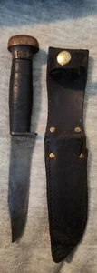 WWII USN Mark 1 Mk 1 Fighting Knife - Geneva Forge w/Leather Sheath/wood Pummel - Picture 1 of 18