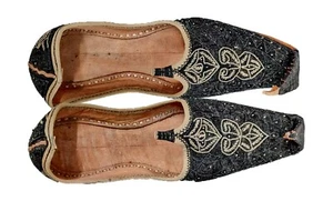 INDIAN WEDDING LEATHER KHUSSA SHOE SIZE AFGHAN MEN LADIES FOOT WEAR DESIGNER NEW - Picture 1 of 2