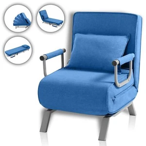 Makika Sillón Sofá Cama Plegable Reposabrazos Tumbona Reclinable Relax Azul - Imagen 1 de 7