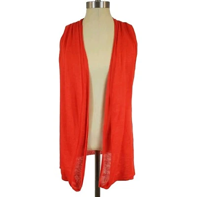 Chaleco Cárdigan Theory Transparente Frente Abierto Lino M Naranja Boho Playa Resort Viaje Foto 1 de 4
