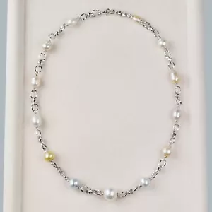 Collana di perle multicolore dei mari del sud 7,8-14,8 mm in argento sterling, 21,6 pollici - Foto 1 di 5
