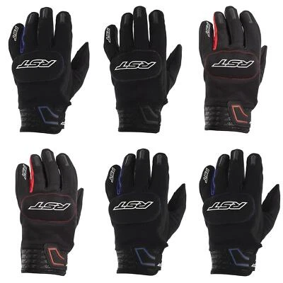 RST Rider Mens Short Motorcycle Gloves Vented Summer Motorbike Black Red Blue - Image 1 of 2