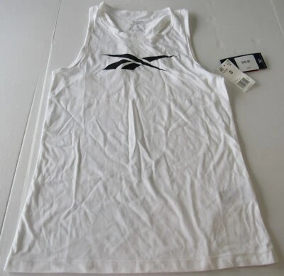 Reebok Womens 100% Cotton TE Graphic Vector Tank Top White Small Nwt - Image 1 of 4