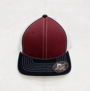 Pacific Headwear Flexfit Mesh Trucker Cap Maroon Black White Youth 6 3/8 - 6 7/8 - Picture 1 of 4