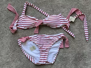 American Eagle Outfitters red striped bikini, top: M, bottom: L, NWT - Picture 1 of 3