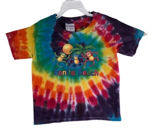 Girls Boys Kids Tie Dye Pattern Tee Shirt Rainbow Color Size XS 6 - Picture 1 of 9