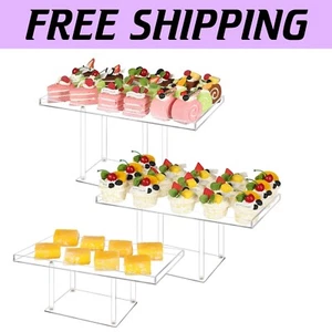 Juego de exhibición de postres acrílico duradero de 3 piezas - Ideal para bodas y cumpleaños - Imagen 1 de 8
