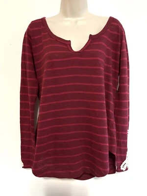 Eye Candy juniors 2X Top deep red stripe lace accent long sleeve “embellished - Image 1 of 4