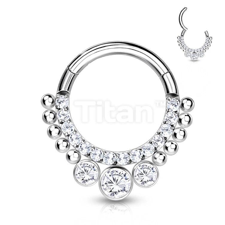 Anillo segmento bisagras circonita cúbica transparente multi piedra 16G Foto 1 de 1