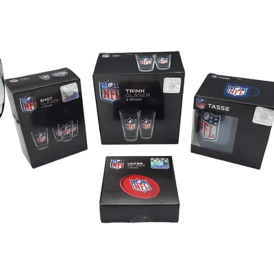 NFL Set Trinkgläser, Shot Gläser, Tasse, Untersetzer NFL Football Set