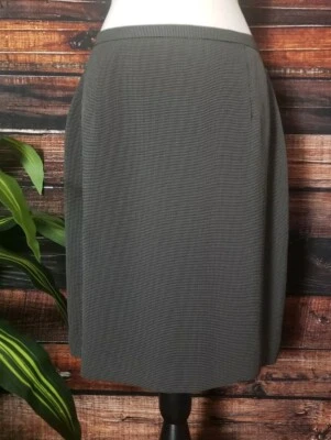 Karen Scott Skirt Size 14 Petite 14P Black Cream Check Zip Back Lined Stretch - Image 1 of 4