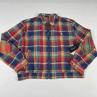 Polo Ralph Lauren Reversible Madras Jacket Womens Size L Plaid Blue Red Yellow - Image 1 of 4